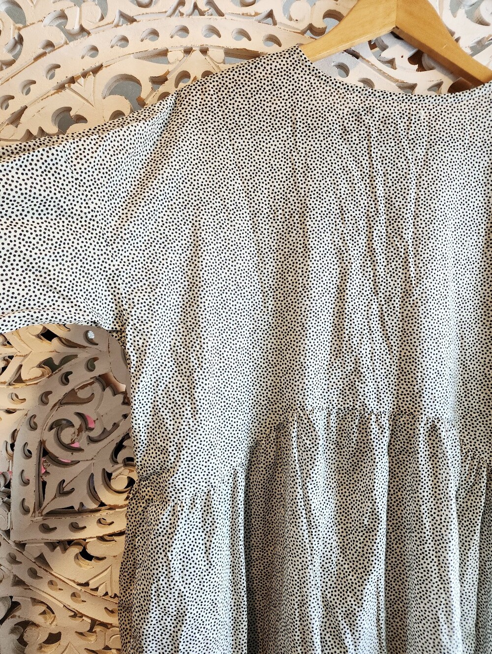 GUDRUN SJODEN POLKADOT FRONT BUTTON MIDI DRESS SIDE POCKETS 3/4 SLEEVES SZ LARGE - Picture 16 of 16